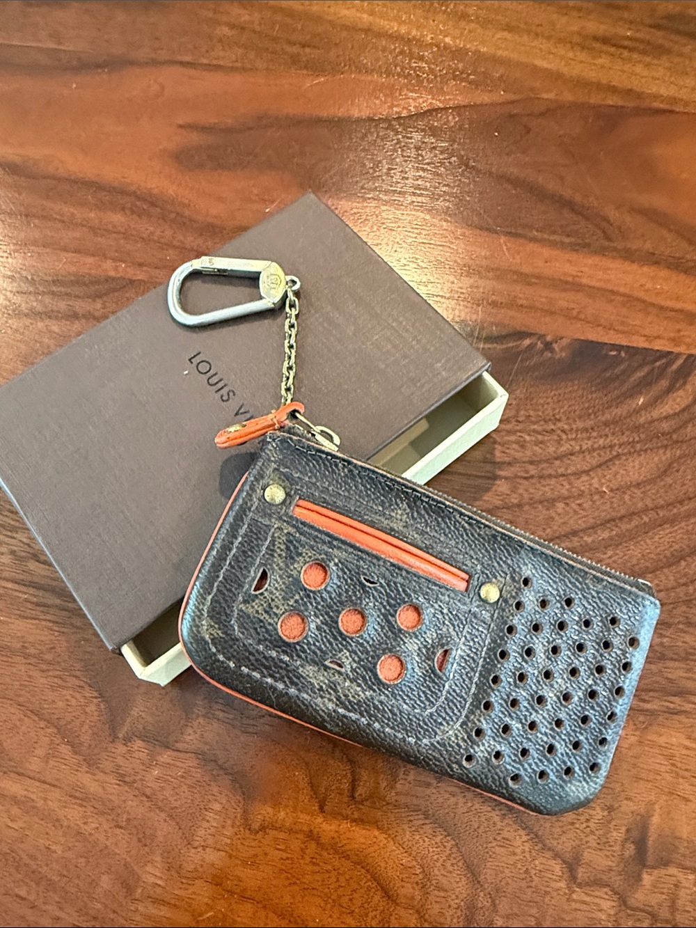 Louis Vuitton key coin Perforated pouch Orange Pochette limited edition